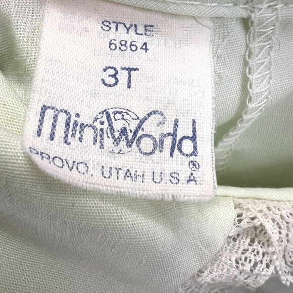 Vintage Mini World Circle Dress 3T Pale Green Ruffles Lace Party Easter USA - Picture 6 of 7